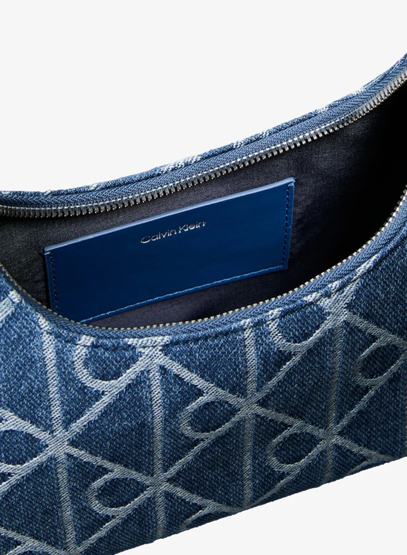 Calvin Klein Denim JQD Medium Wash Denim Allover Emblem Logo Shoulder Bag for Women | Best Price UAE